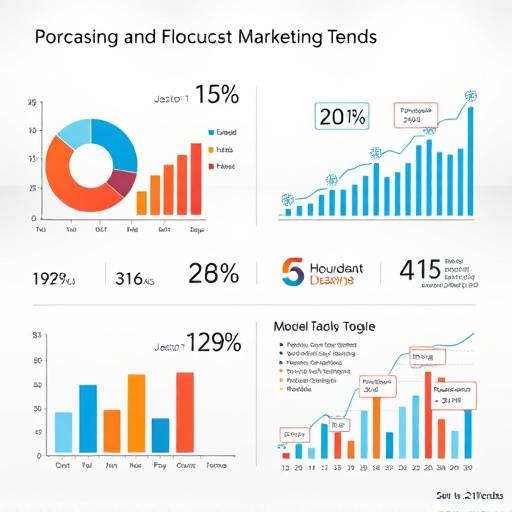 Charts and graphs representing digital marketing trends