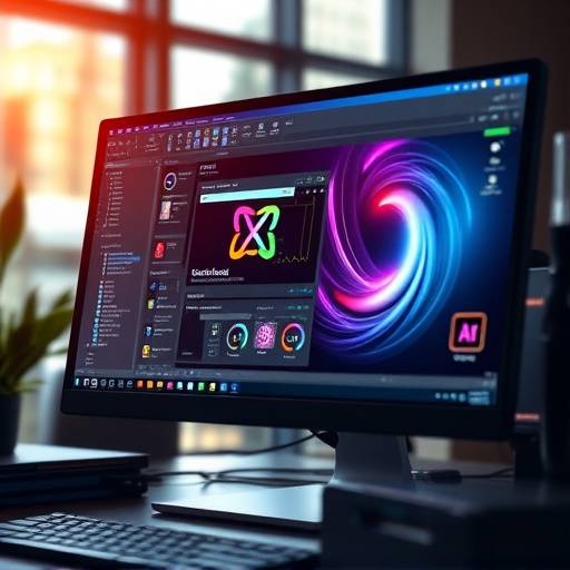 Graphic design software interface on a computer screen
