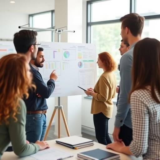 Team collaborating on a project management board